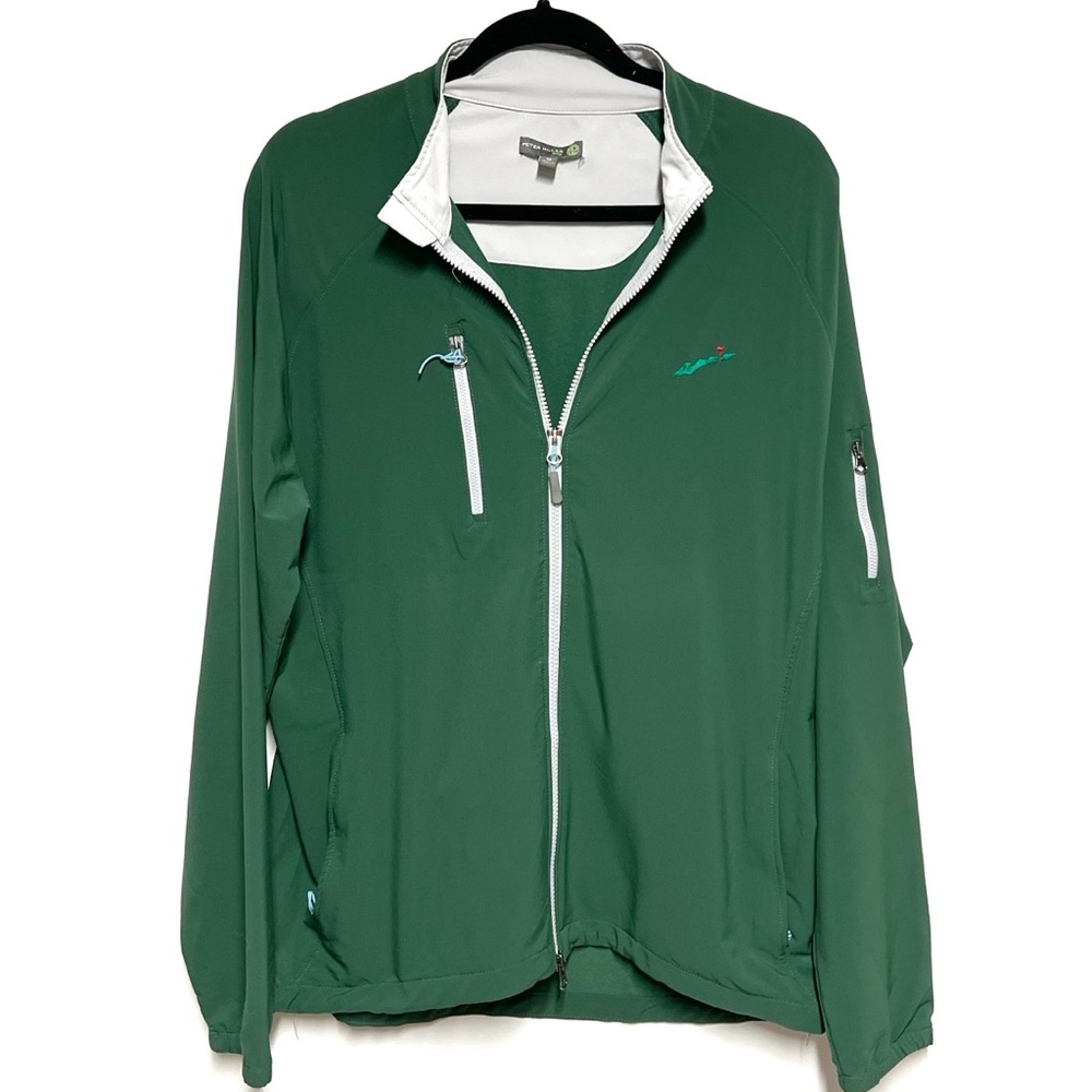 Peter Millar Element 4 Wind Green Zip Jacket Fisher Island Golf Club Sz M